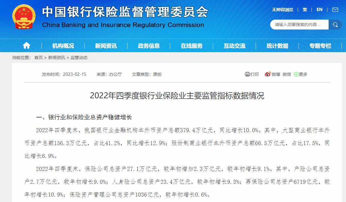 银保监会：2022年保险公司原保费收入4.7万亿元，同比增长4.6%