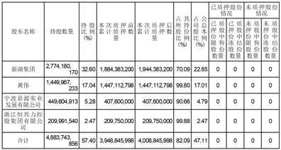 新湖中宝股份有限公司关于控股股东股份质押的公告